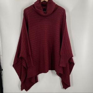 Penelope Leroy- Maroon Cowl Neck Poncho Sweater